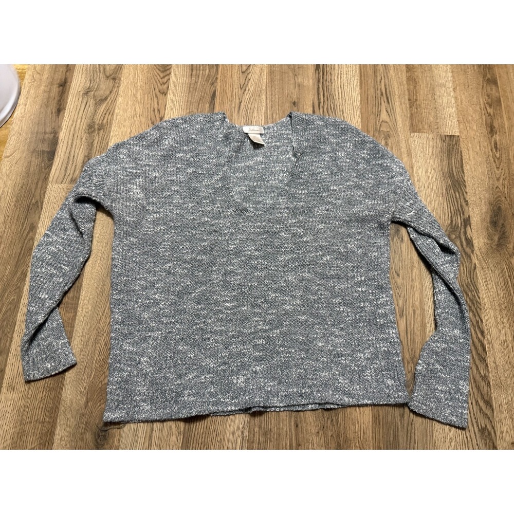 Trillium Sweater, Women's Size Small, Grey White, V-neck, Pullover, Long Sleeve